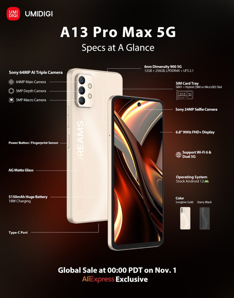 UMIDIGI A13 Pro Max 5G Un Smartphone Con Dimensity 900 Y 12GB 256GB