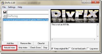 DivxFix, repara archivos Avi dañados