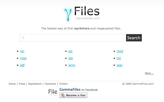 GammaFiles, buscar archivos en RapidShare y MegaUpload