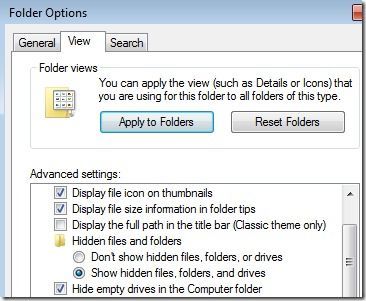 Mostar / ocultar archivos en Windows 7