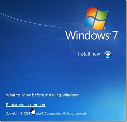Windows 7 reparar el ordenador en caso de fallo