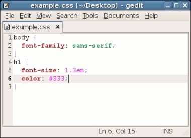 gedit como editor de CSS