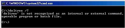 deltree, comando no reconozido en Windows XP