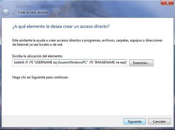 Crear un acceso directo para cerrar todos los programas en Windows