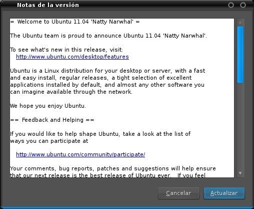 Cómo actualizar a Ubuntu 11.04 Natty Narwal