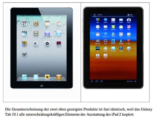 Imagen manipulada de un Samsung Galaxy Tab 10.1 frente al Apple iPad