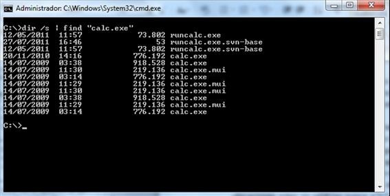 Buscar ficheros desde la consola de comandos en Windows 7