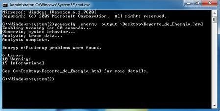 Reporte de energia en Windows 7