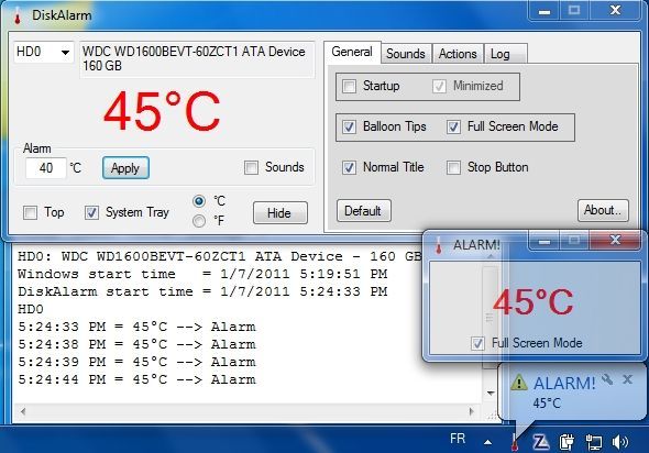 DiskAlarm, programa para monitorear la temperatura del disco duro