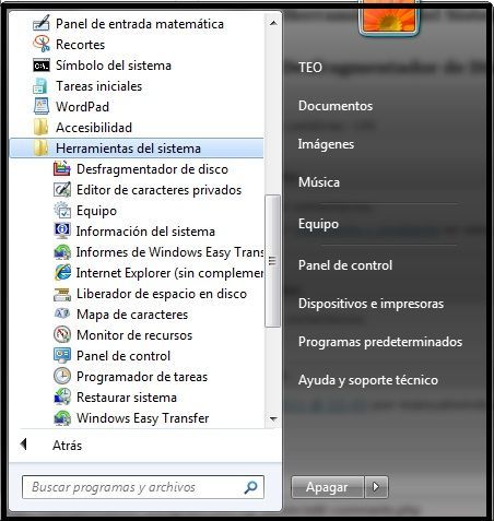 Desfragmentador de disco de Windows 7
