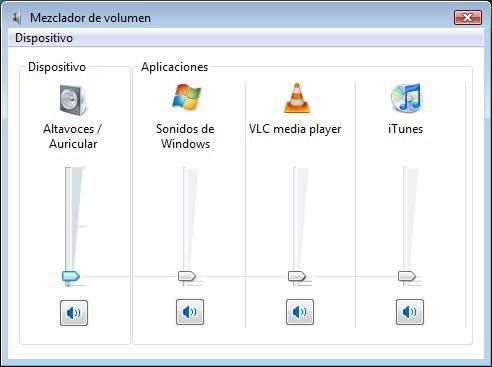Mezclador de volumen Windows 7