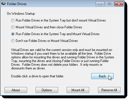 Opciones de Folder Drives
