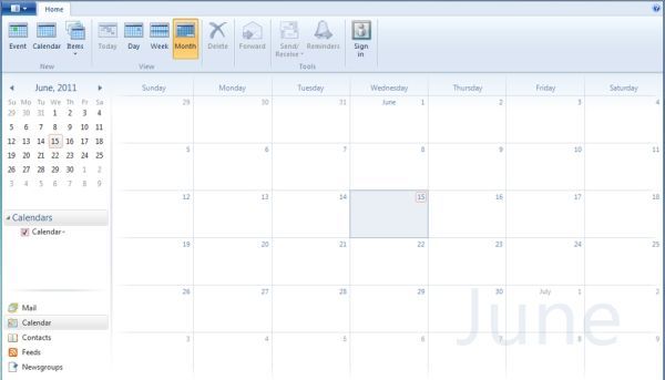 Calendario de Windows Live Mail