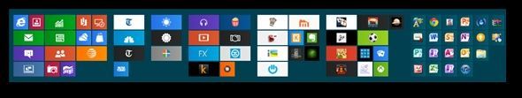 Vista general de las aplicaciones en la pantalla de inicio de Windows 8