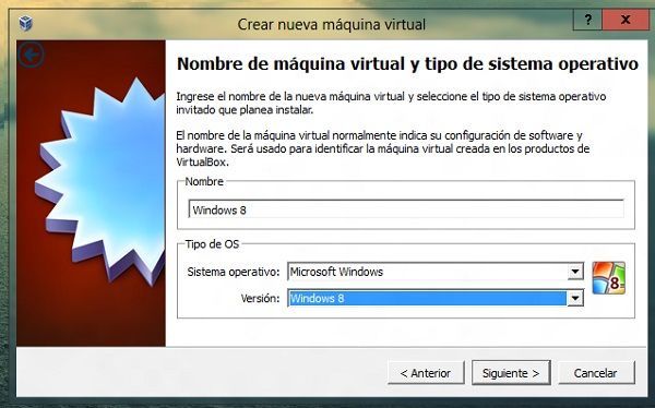 Asistente para crear nueva maquina virtual en VirtualBox