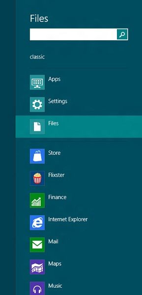 Buscar entre los archivos en Windows 8