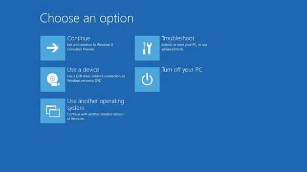 Nuevo menu de opciones de arranque para Windows 8