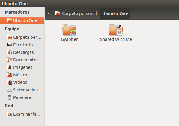 Carpeta de Gwibber en Ubuntu One