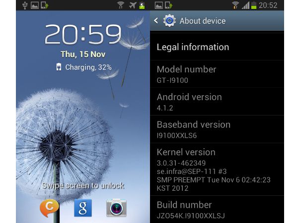 Android 4.1.2 jelly bean Samsung Galaxy S 2