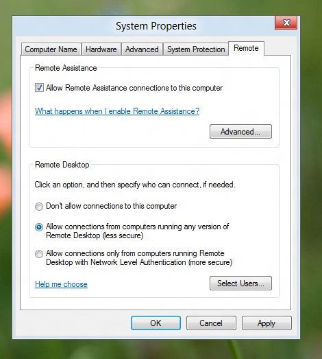 Activar escritorio remoto Windows 8