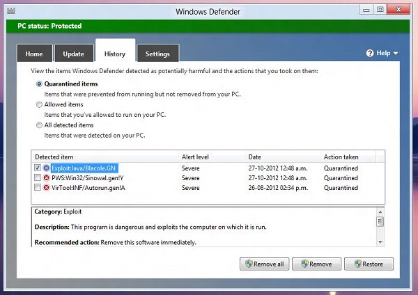 Eliminar virus en Windows 8