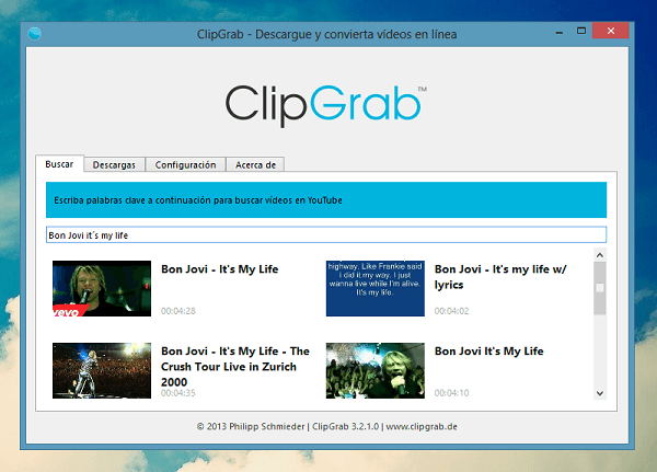 Descargar videos con ClipGrab