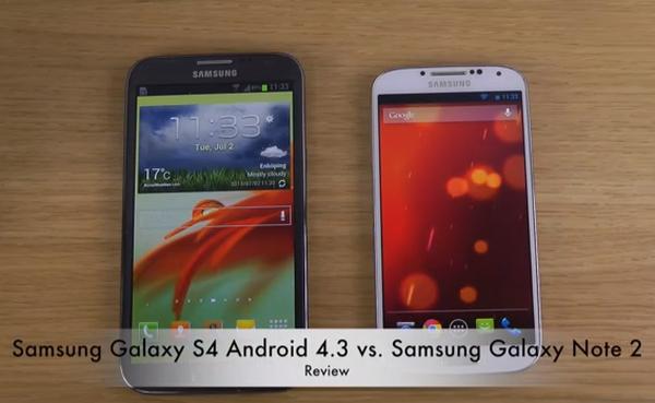 Samsung Galaxy Note 2 vs Samsung Galaxy S4 en Android 4.3