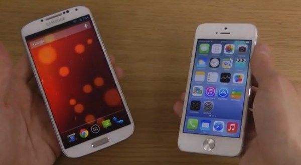 Samsung Galaxy S4 vs iPhone 5 y iPhone 4 con iOS 7 beta 3