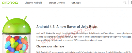 Captura del sitio de desarrolladores Android