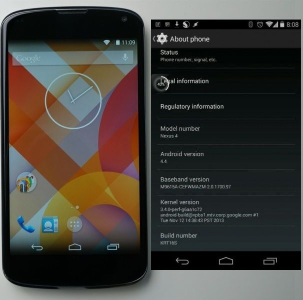 Nexus 4, Android 4.4 KitKat ya disponible vía OTA