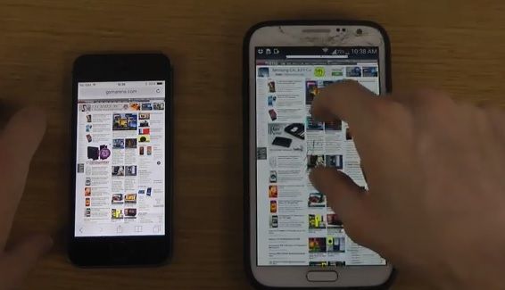 Galaxy Note 2 en Android 4.3 vs iPhone 5S en iOS 7.0.3