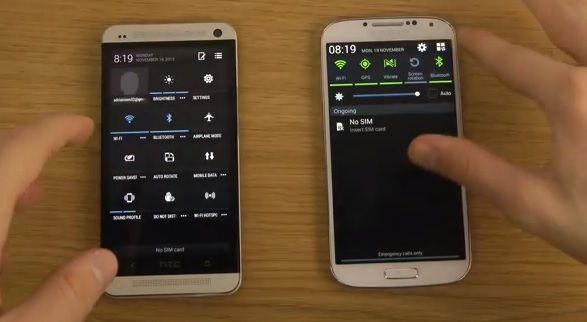HTC One vs Samsung Galaxy S4 en Android 4.3