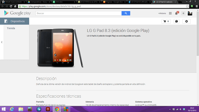 LG G Pad 8.3, el primer tablet Google Play Edition