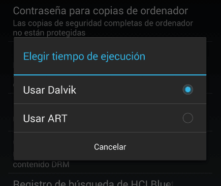 Cómo cambiar de Dalvik a ART en Android 4.4.2