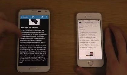 Samsung Galaxy S5 vs iPhone 5S en iOS 7.1, navegadores web