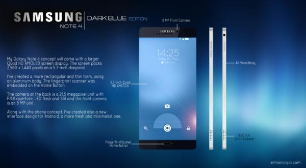 Samsung Galaxy Note 4 un concepto brillante e impresionante
