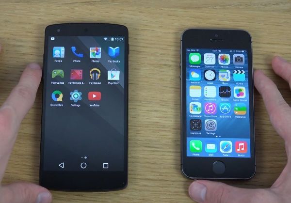 Android L en un Nexus 5 vs iOS 8 en un iPhone 5S en vídeo