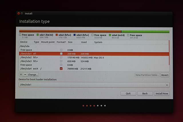 Elegir partición para instalar Ubuntu en tu Macbook Pro Retina