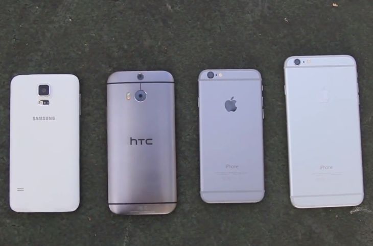 iPhone 6 vs Galaxy S5 vs HTC One M8, prueba de resistencia