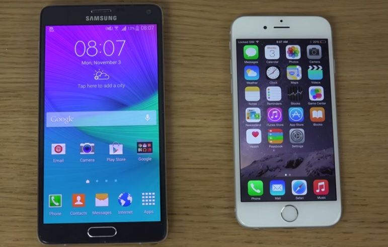 Samsung Galaxy Note 4 vs iPhone 6, velocidad del detector de huellas