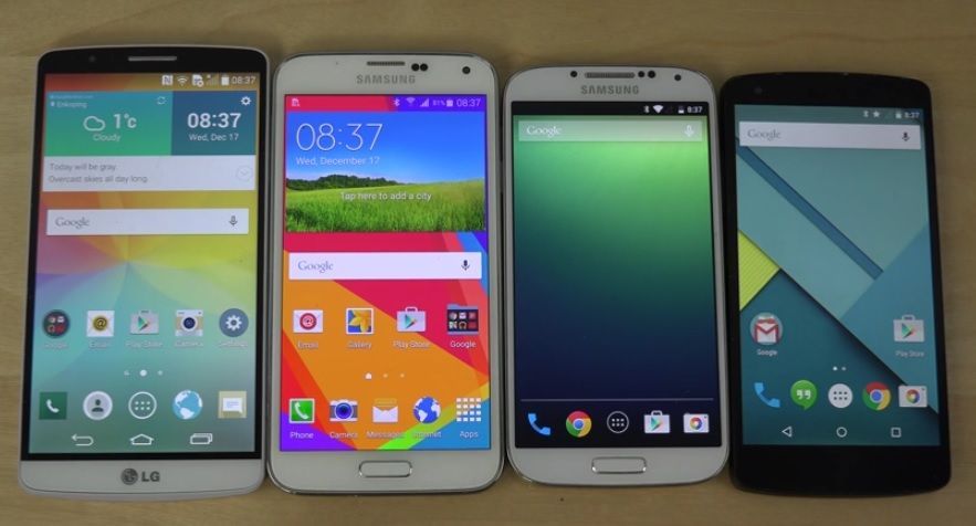Galaxy S5 vs LG G3 vs Nexus 5 vs Galaxy S4 en Android 5.0