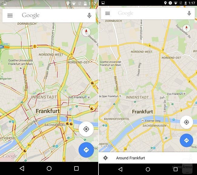 Lollipop vs Android M. Google Maps