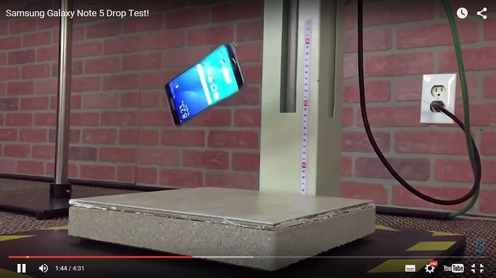 Impresionante test de resistencia del Galaxy Note 5 en vídeo (drop-test)
