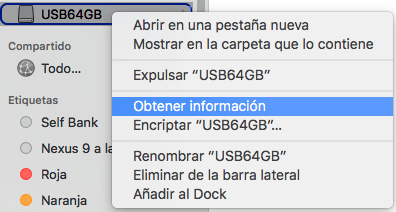 Cambiar nombre USB Mac