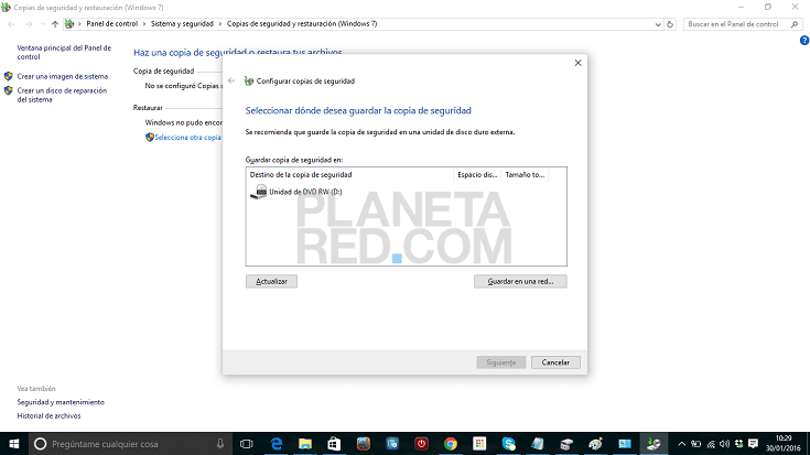 Hacer una copia de seguridad en Windows 10