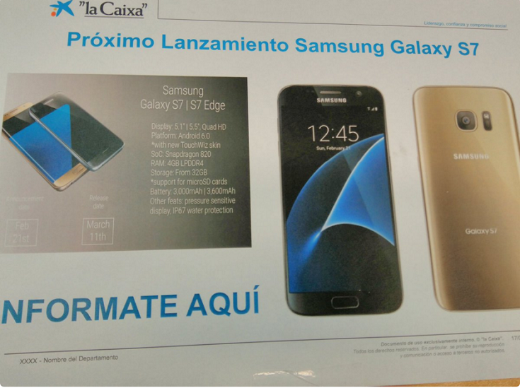 El Samsung Galaxy S7 al descubierto por un desliz, hasta los precios