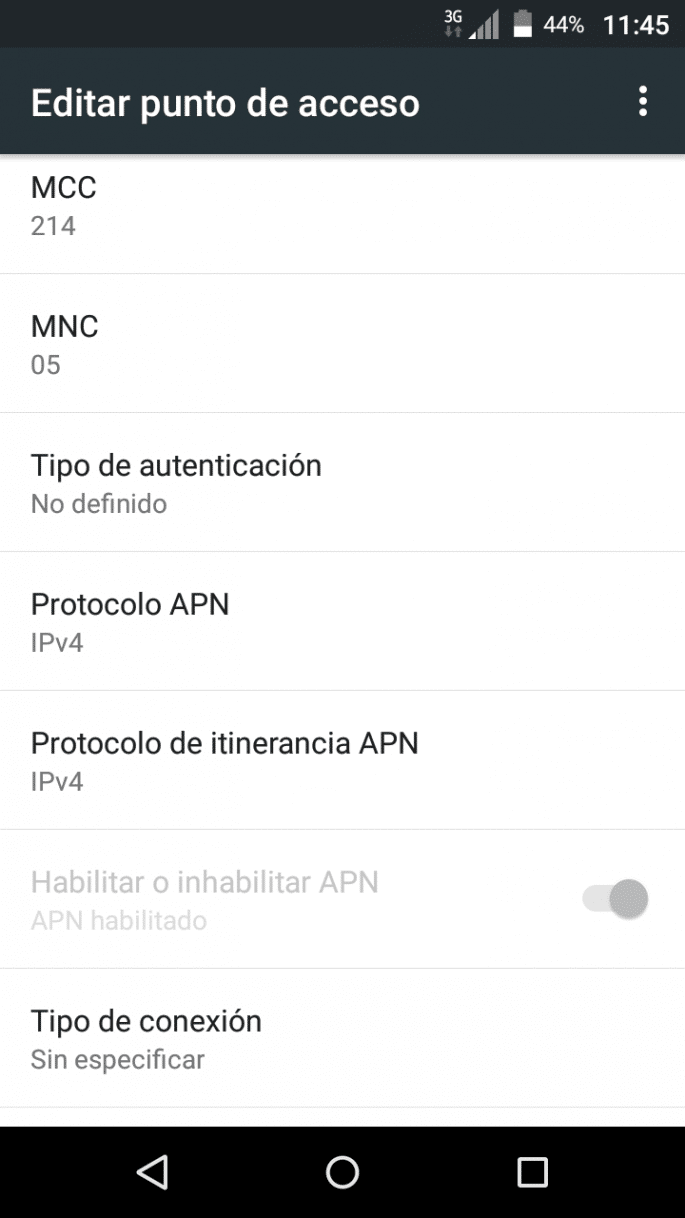 APN Pepehone - 07 - Editar punto de acceso - MCC y MNC