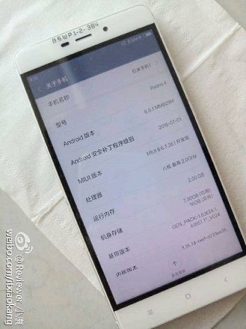 Xiaomi Redmi 4 se deja ver por Weibo