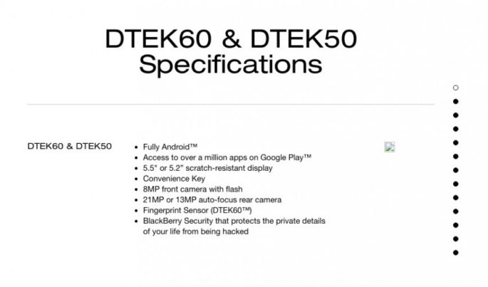 BlackBerry DTEK60 filtradas sus especificaciones