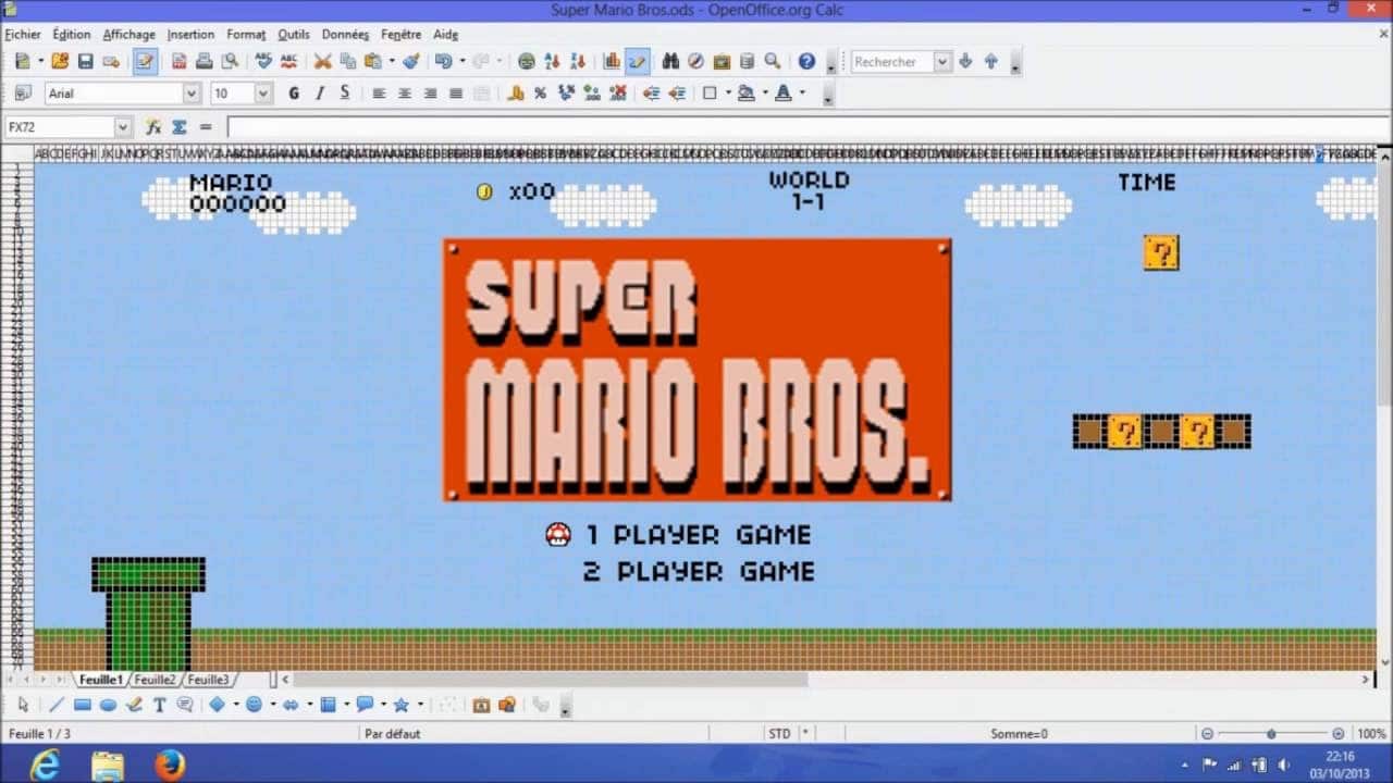 Super Mario Bros excel